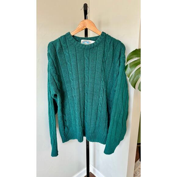 Vintage Green Cable Sweater Environmental Clothing - Picture 1 of 3